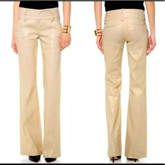 Alice Olivia Linen Blend Flare Leg Pant 